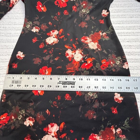 Aritzia Wildred Fleure Mini Bodycon Dress Women's XS Black Floral Long Sleeve - Picture 8 of 10